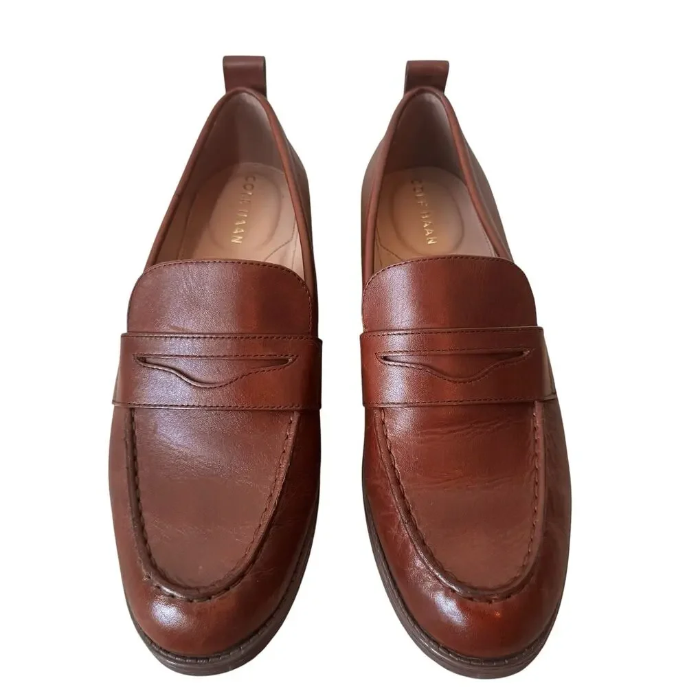 Cole Haan Stassi Penny Loafers Dark Cuoio/Mahogany Brown Size 7.5 - Picture 2 of 7